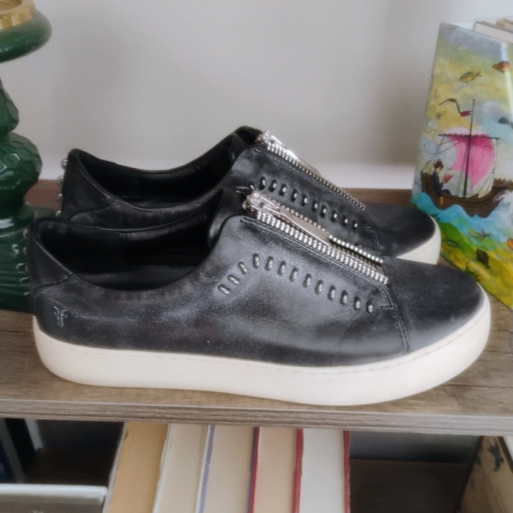 Rock And Roll Stud Leather Frye Slip On Sneakers